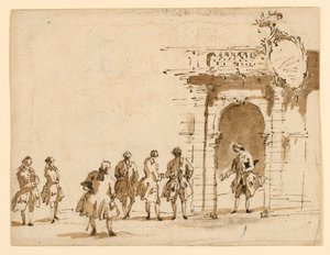 Skisse for en mottakelse på Palazzo Surian av Francesco Guardi