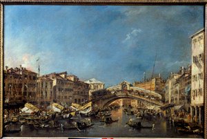 Rialtobroen i Venezia på 1700-tallet Maleri av Francesco Guardi (1712-1793) 1700-tallet Søn. 0,62x0,93 m Toulouse, Musee des Augustins
