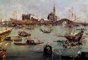 Dogen på Bucentaurus (Bucentoro) i San Nicolo fra Lido til Venezia, Kristi Himmelfartsdag-maleri av Francesco Guardi (1712-1793) Paris fra 1700-tallet, Louvre-museet. av Francesco Guardi