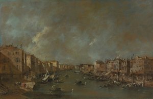 Utsikt over Canal Grande fra Ponte di Rialto av Francesco Guardi