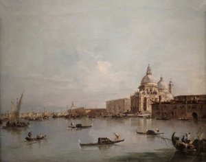Utsikt over Santa Maria della Salute med Dogana di Mare av Francesco Guardi
