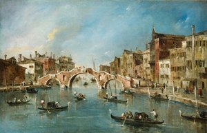 Utsikt over Cannaregio-kanalen, Venezia av Francesco Guardi