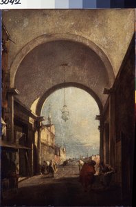 Utsikt over Venezia (byutsikt). Maleri av Francesco Guardi (1712-1793), ca 1770. Olje på tre. Venetiansk kunst i rokokkostil. Eremitagemuseet St. Petersburg. av Francesco Guardi