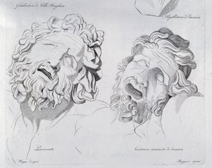Heads of Laocoon og Centaur moriente av Canova av Francesco Hayez