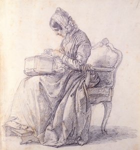 Portrett av hans kone, av Francesco Hayez (1791-1882), tegning av Francesco Hayez