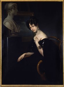 portrett av markisen Cristina Trivulzio, prinsesse av Belgiojoso (Belgia) (1808-1871), italiensk patriot og kvinne av bokstaver, maleri av Francesco Hayez. i Firenze, Italia.