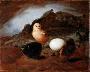 Kyllinger (kyllinger) Maleri av Francesco Inganni (1793-1873) 1862 Dim 25,6x33,2 cm Gener, Galleria d
