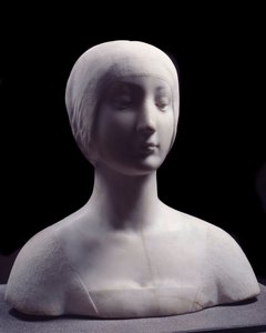 Byste av en ung kvinne kalt Beatrice d"Aragon. Marmorskulptur tilskrevet Francesco da Laurana av Francesco Laurana