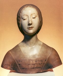 Isabella di Aragona (1470-1524) Prinsesse av Napoli, 1488 (delvis pigmentert marmor)