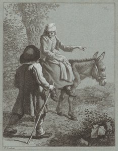 Gutt og jente med et esel