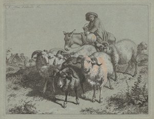 Gutt på et esel som driver en flokk, 1763. av Francesco Londonio