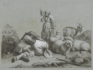 Hyrde og gjeterinne med sau og geit Shepherd-scener (serietittel)