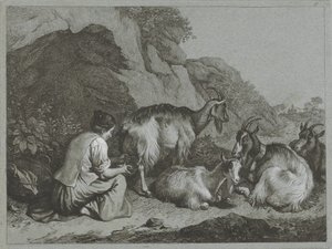 Gjeterinne med geiterflokk Shepherd-scener (serietittel) av Francesco Londonio