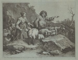Bondemann med sekk og to gjeterinner, etter 1765. av Francesco Londonio