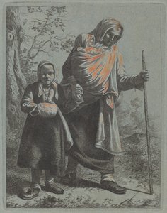 Bondekvinne med baby og liten jente av Francesco Londonio