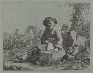 Sittende gammel mann. av Francesco Londonio