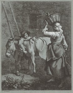 Hyrdegutt snakker med en gårdsjente, 1764. av Francesco Londonio