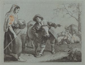 Shepherd peker ut retningen til en gjeterinne, 1762. av Francesco Londonio