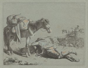 Shepherd in Repose nær en pakkehest av Francesco Londonio