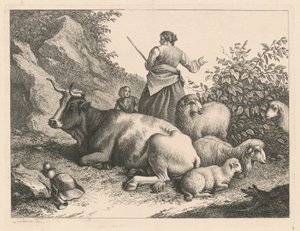 Stående gjeterinne med et barn, etter 1776. av Francesco Londonio