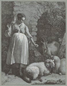 Kvinne som spinner garn ved en bue, 1764. av Francesco Londonio
