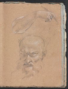 Verona Sketchbook: Hodet til en skjeggete mann og høyre arm og hånd (side 59) av Francesco Lorenzi