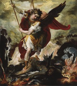 Saint Michael overvinner Satan