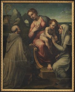 Madonnaen og barnet med hellige av Francesco Menzocchi