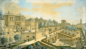 Utsikt over Roma (akvarell på papir)