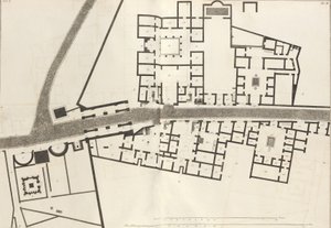 Stor plan over inngangen til byen Pompeii og dens omkringliggende bygninger, fra Ant..., 1804.