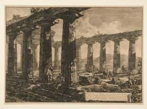 Innvendig utsikt over tempelet, at av Francesco Piranesi