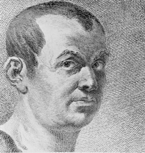 Portrett av Giovanni Battista Piranesi 1720-78 1750 gravering bw fotodetalj av 136353 av Francesco Polanzani