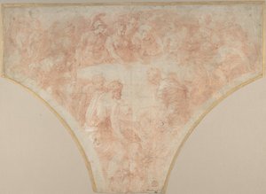 Apple of Discord Thrown by Eris at the Marriage of Peleus and Thetis: Study for Fresco..., 1504-70. av Francesco Primaticcio