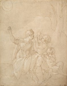 Klassisk kvinnefigur Diana eller Venus med to spedbarn, ca. 1539-42. av Francesco Primaticcio