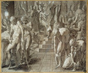 Persepolis-maskeraden. Tegning av Francesco Primaticcio kjent som The Primatice (1504-1570) av Francesco Primaticcio