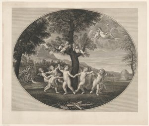Putti danser rundt et tre