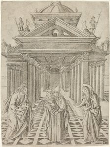 Presentasjonen i tempelet, plate fire fra Jomfruens liv og Kristus av Francesco Rosselli