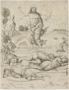 Oppstandelsen, plate elleve fra Jomfruens liv og Kristus av Francesco Rosselli