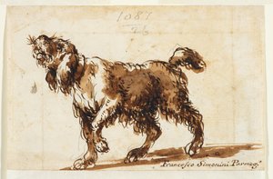 Hundehyler (recto), ca. 1700-50 (svart kritt, penn og brunt blekk, brun vask, grafitt på lagt papir)