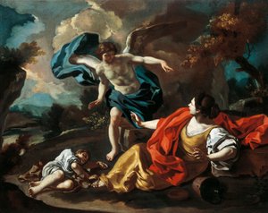 Hagar og Ismael, av Francesco de Mura (1696-1782), olje på lerret, 73x98 cm av Francesco Solimena