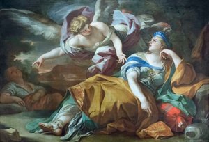 Hagar og Ismael i ørkenen trøstet av en engel av Francesco Solimena