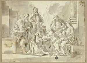 Den hellige familie med helgener av Francesco Solimena