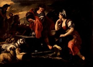 Jacob og Rachel ved brønnen (olje på lerret) av Francesco Solimena