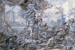 Perseus holder opp hodet til Medusa, 1700-tallet av Francesco Solimena