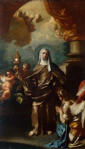 Saint Clare med en engel (olje) av Francesco Solimena