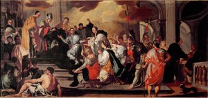 Munkens vane til langobardkongen Ratchis (Ratgis) (744-749) ved klosteret på Mount Cassin (Mount Cassin, Monte Cassino) Maleri av Francesco Solimena (1657-1747) Museo dell