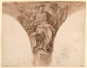 Africa, Design for a Pendentive in the Baptismal Vestibule of St. Peter’s, Roma av Francesco Trevisani