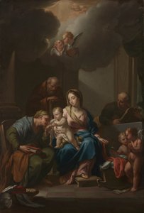 Presentasjonsskisse for Den hellige familie med de hellige Anne, Joachim og døperen Johannes..., ca. 172 av Francesco Trevisani