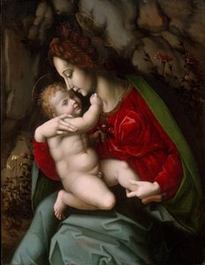 Madonna og barn, ca. 1520 (olje og gull på tre)
