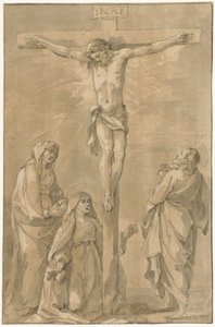 Kristus på korset, med Maria, Katarina av Siena og Johannes